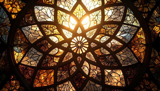 Stained glass sunburst design