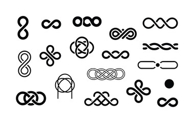 Collection of Infinity Symbols and Celtic Knots in Black and White