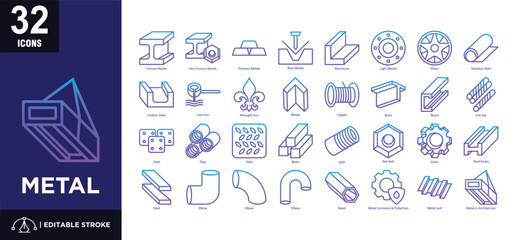 Metal Gradient icon set