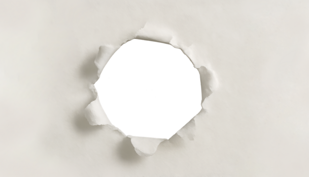 hole in white paper on a transprent background PNG horizontal 