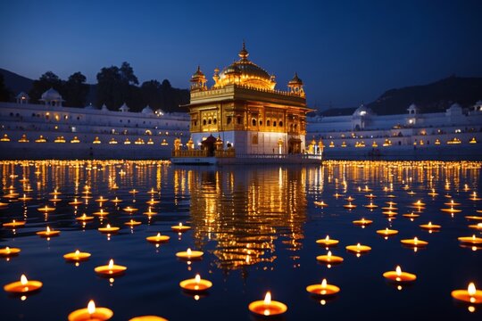Floating Diyas at Golden Temple for Guru Nanak Gurpurab