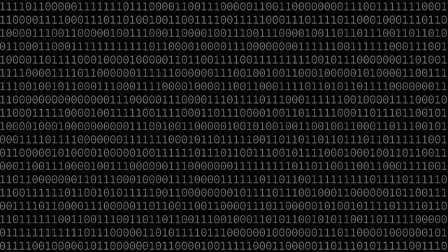 Binary Code on Black Digital Background. Rows of ones and zeros in a binary pattern create a digital data backdrop, symbolizing coding and information processing - Powered by Adobe