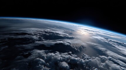 Breathtaking View of Earth from Space Showcasing Vibrant Blue Oceans Lush Green Landscapes and Majestic Cloud Formations in a Cosmic Perspective