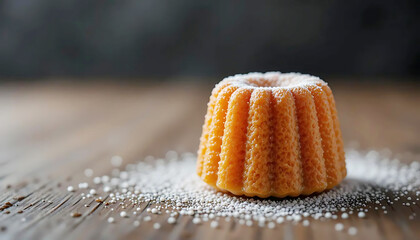 Golden-Brown Bundt Cake with Powdered Sugar on Wooden Surface