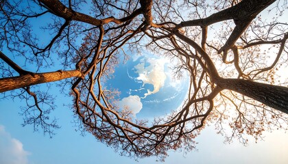 Earth framed by autumnal trees