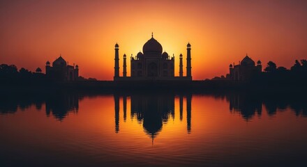 Obraz premium Taj Mahal Silhouette at Sunrise