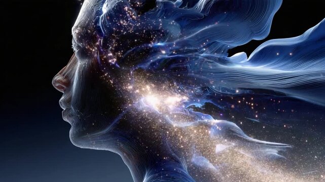 Inner Cosmos: This image explores the vastness of the human mind, using ethereal visuals and flowing lines to represent the boundless depths of thought, creativity, and introspection.