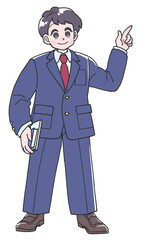 冬服の制服を着た男子生徒のイラスト