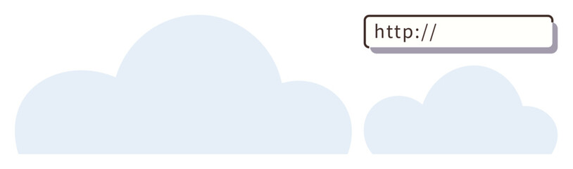 Blue cloud shapes paired with a browser address bar represent online storage, technology, and internet connectivity. Ideal for cloud computing, technology, data, digital security, innovation