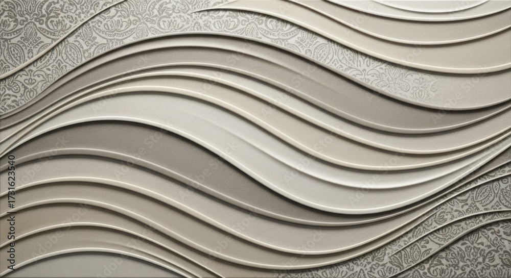 Wall mural illustration of elegant wave pattern in neutral tones, creating a sophisticated and calming backgrou