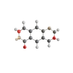 The molecular structure of vitamin C shows its chemical arrangement of carbon, oxygen, and hydrogen atoms