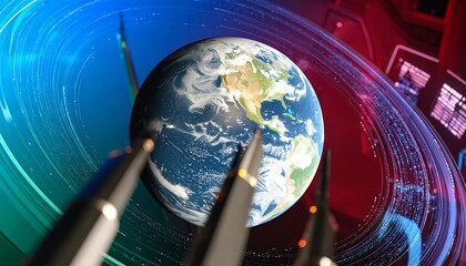 Earth, futuristic, digital, abstract, technology