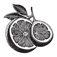 Freshly Sliced Orange with Leaves