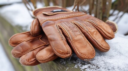 Brown leather jogging gloves warm and trustworthy for winter sports branding