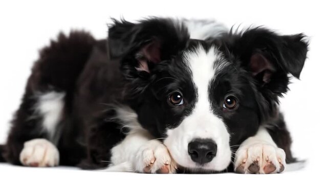 Puppy border collie laying down