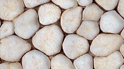 Seamless Texture of Raw Cassava Slices for a Natural Background