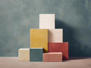 wooden cubes on a red background