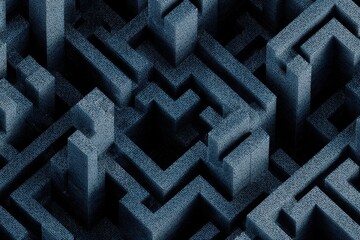 Navigating the Labyrinth: An intricate, textured maze, evoking a sense of complexity and challenge, is rendered in detailed, realistic perspective, creating a visual metaphor for problem-solving.