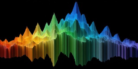 Spectrum peaks: An artistic representation of spectral peaks rendered in vibrant, contrasting colors, showcasing the visual essence of sound or light frequencies.