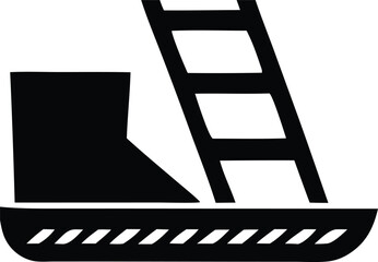 Simple icon of a fire truck ladder extending from a vehicle for emergency services and safety concepts