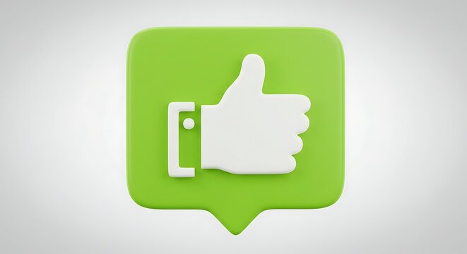 Thumbs up symbol on green speech bubble for social media engagement