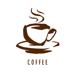 Coffee cafe logo vector ilustration line art