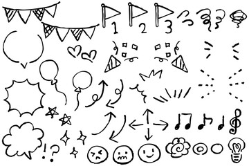 手描き風モノクロ吹き出し素材セット