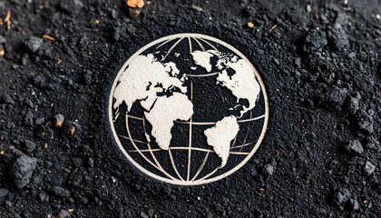 Earth globe, black soil