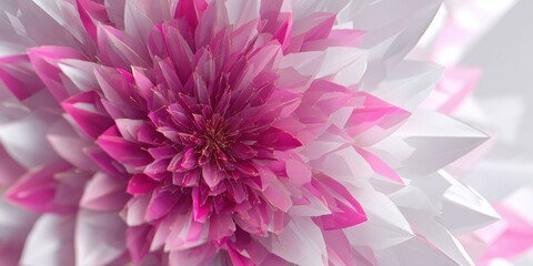 Obraz premium Dahlia Bloom's Colorful Embrace: A close-up view unveils a Dahlia flower in full bloom, a visual symphony of white and magenta, its petals meticulously arranged.