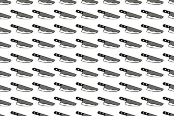 Seamless pattern of black knives on white background.