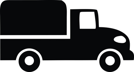 Silhouette of a service truck with covered bed ideal for logistics transportation and delivery iconography