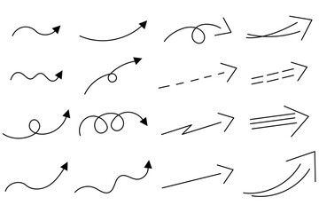 黒いシンプルな矢印のベクターイラストセット