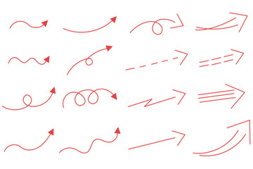 赤いシンプルな矢印のベクターイラストセット