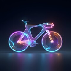 Fototapeta premium Bicycle with glowing holographic wheels, futuristic logo, no text