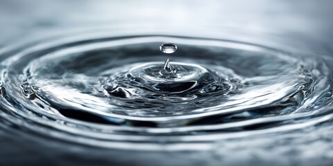 Rippling Water Drop: A solitary water droplet elegantly plunges into liquid, creating mesmerizing ripples. A study of pure forms and the fluidity of life.