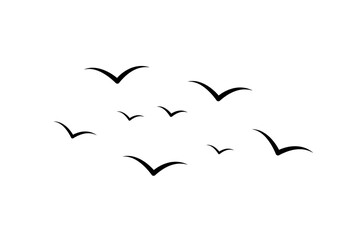 Simple birds flying icon. Flat vector illustration design isolated on white background.