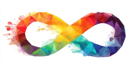 Rainbow Infinity Symbol: A vibrant and colorful infinity symbol, crafted from a mosaic of geometric shapes. Symbolizing boundless potential and inclusivity. 
