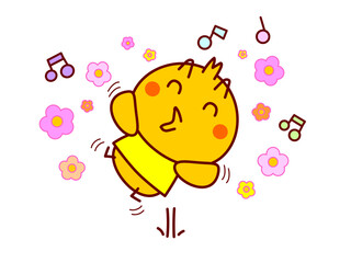 大喜びするひよこ