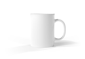 Isolated white blank mug on transparent background. 3D rendering