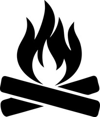 Campfire Silhouette Vector Illustration Isolated Outdoor Fire Design