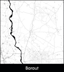 Baraut city map, India - Topographic vector map poster