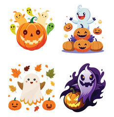 Halloween costume icons set – flat, spooky and festive designs for your projects