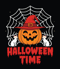 Halloween T-Shirt Design | Spooky Ghost, Pumpkin, Bat & Haunted Typography