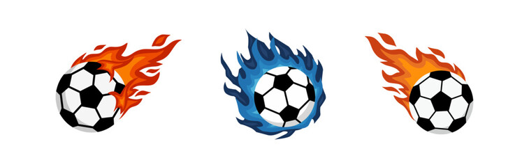 Soccer Ball with Flames Icon Set