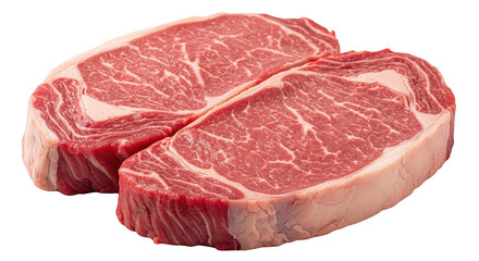 Two Raw Ribeye Steaks Closeup