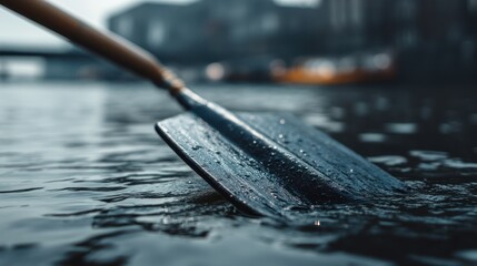 Muted navy rowing oar serene and authoritative for rowing club visuals