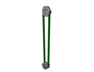 Isolated, High-Resolution 3D Render: Vivid Green V-Belt and Gray Pulley Drive Mechanism. Essential Industrial Power Transmission Component for Mechanical Engineering Product Design. Transparent PNG