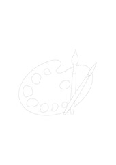 Paint palette and brush on a white background. Vector illustration.