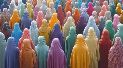 Diverse Group of Women in Colorful Hijabs During Gathering