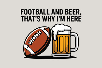 Football and Beer Typography Design vector Illustration